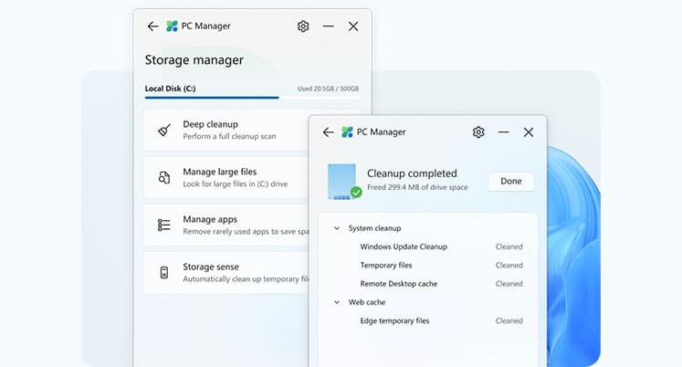 Features of Microsoft PC Manager