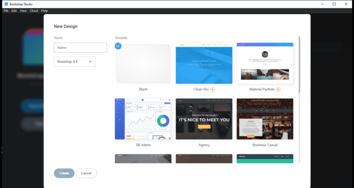 Bootstrap Studio Template Screen