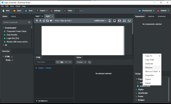 Create a new login.html page